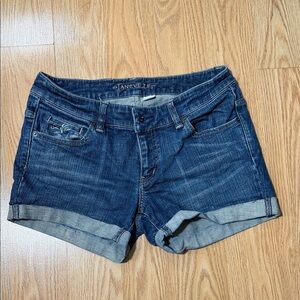 Janeville Women's Dark Blue Denim Cuffed Jean Shorts